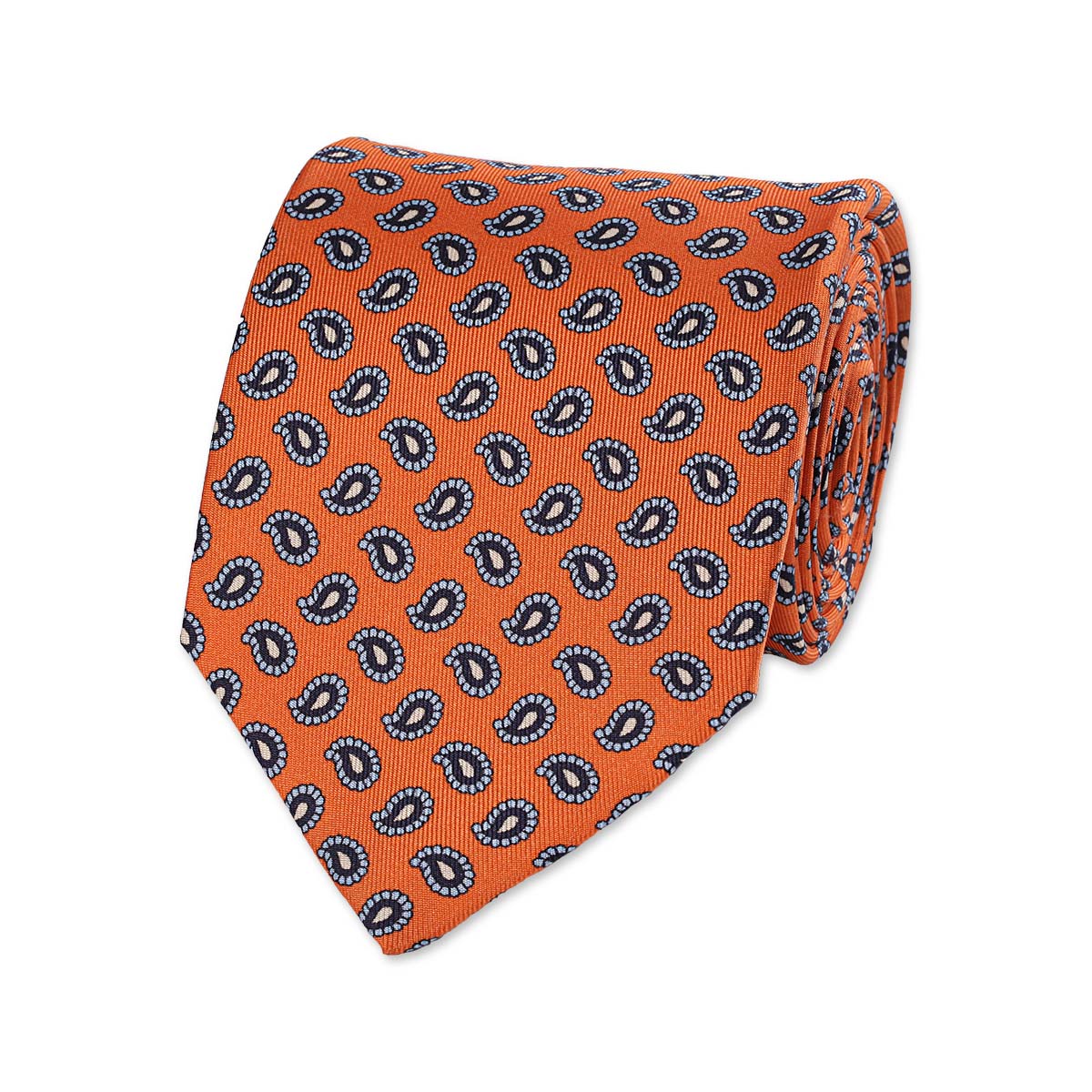  Cravate Tie TigerTie Designer Soie Cravate orange saumon Royal Gris à carreaux  