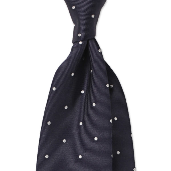 noeud tissu bleu nuit pois blancs doublée